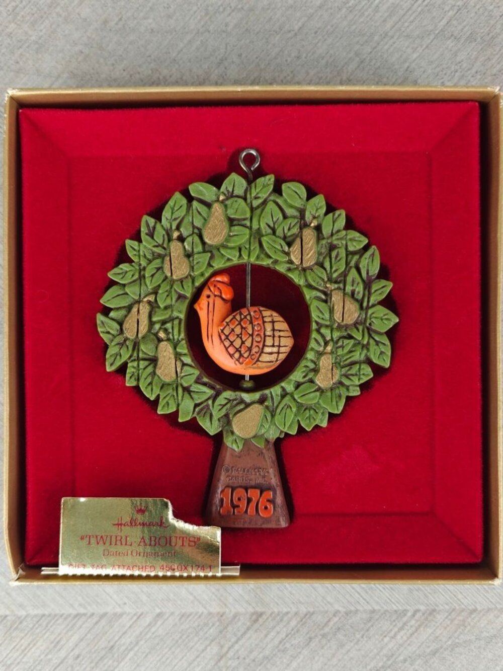 Vintage Hallmark 1976 Twirl-Abouts Partridge In Pear Tree Christmas Ornament
